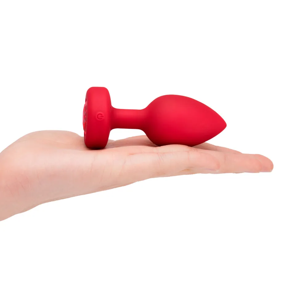 b-Vibe Vibrating Heart Anal Plug with Heart-Shaped Jewel Base M/L Red
