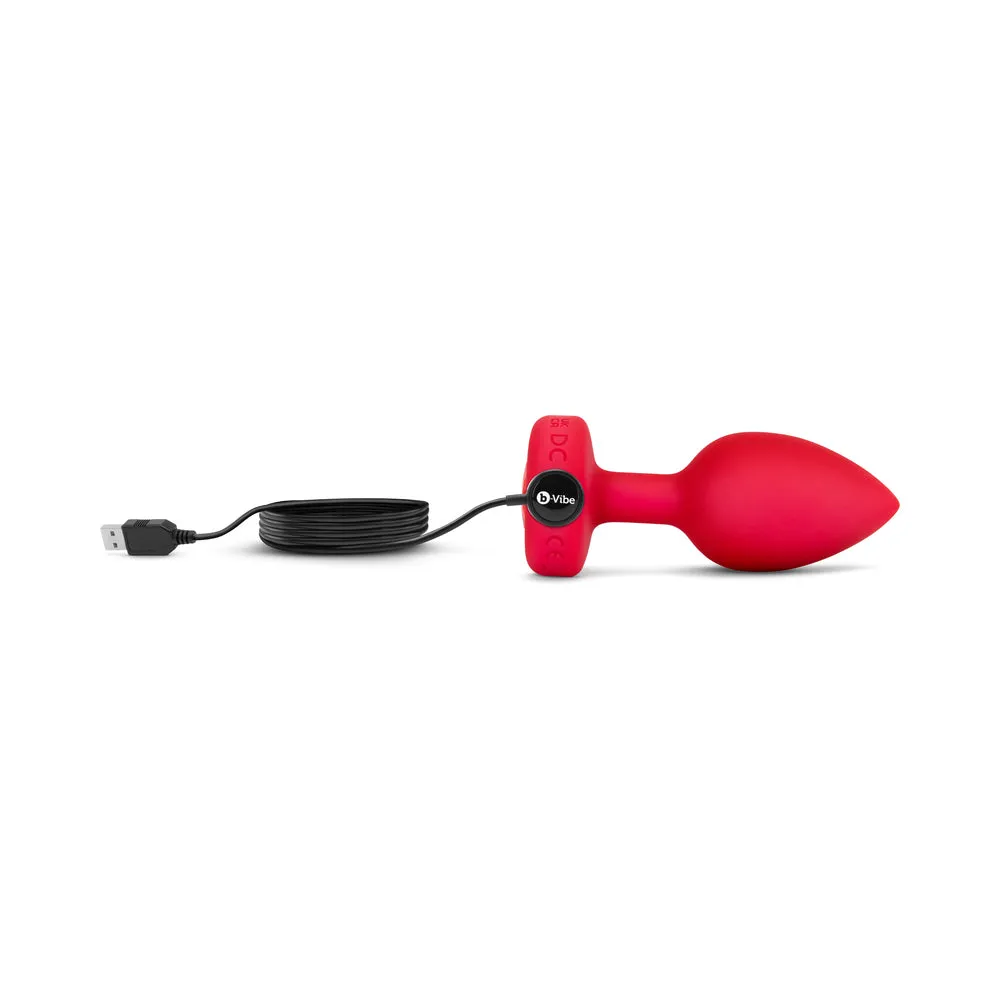 b-Vibe Vibrating Heart Anal Plug with Heart-Shaped Jewel Base M/L Red
