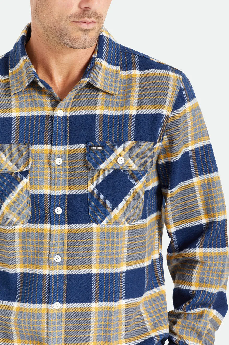 Bowery L/S Flannel - Moonlit Ocean/Bright Gold/Off White