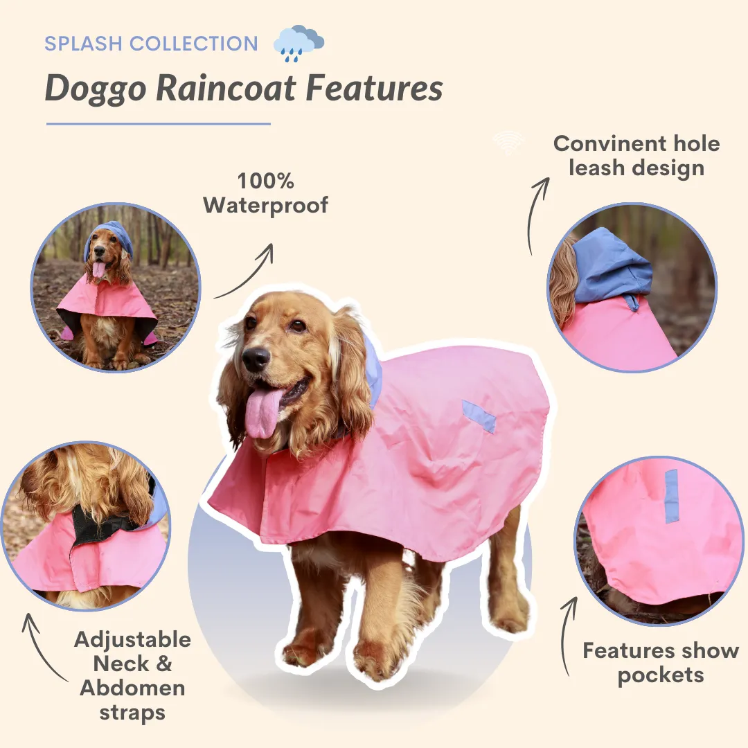 Dual Colour Cape Dog Raincoat Red