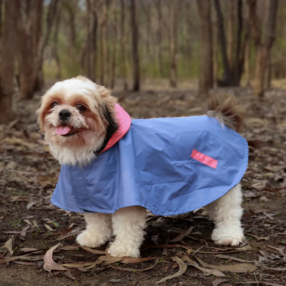 Dual Colour Cape Dog Raincoat Red