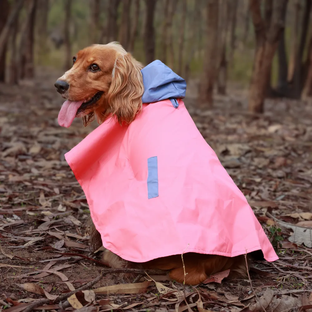 Dual Colour Cape Dog Raincoat Red