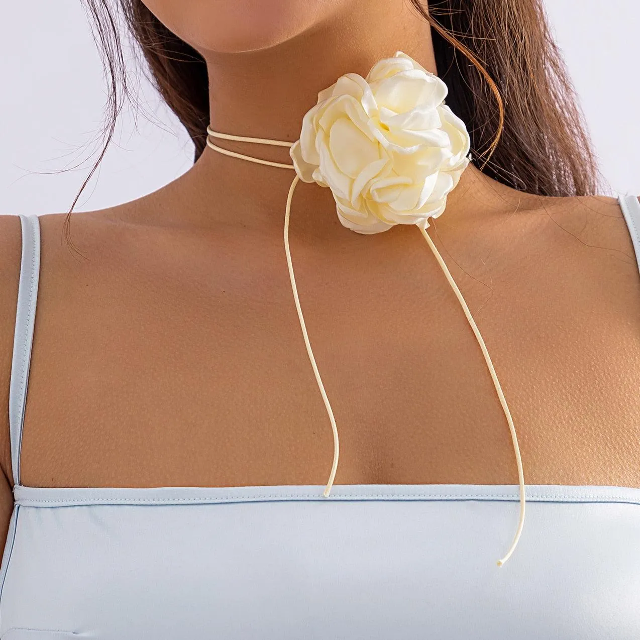 Exaggerated Goth Rose Flower Clavicle Chain Necklace