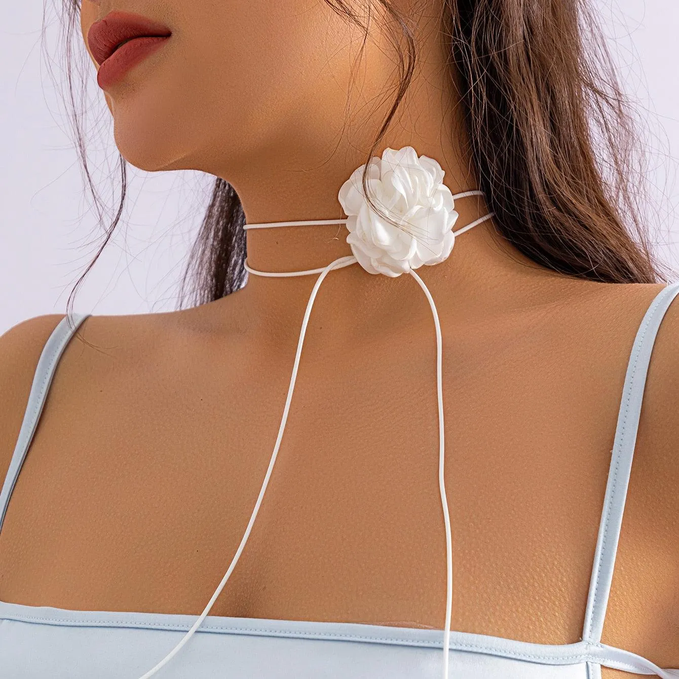 Exaggerated Goth Rose Flower Clavicle Chain Necklace