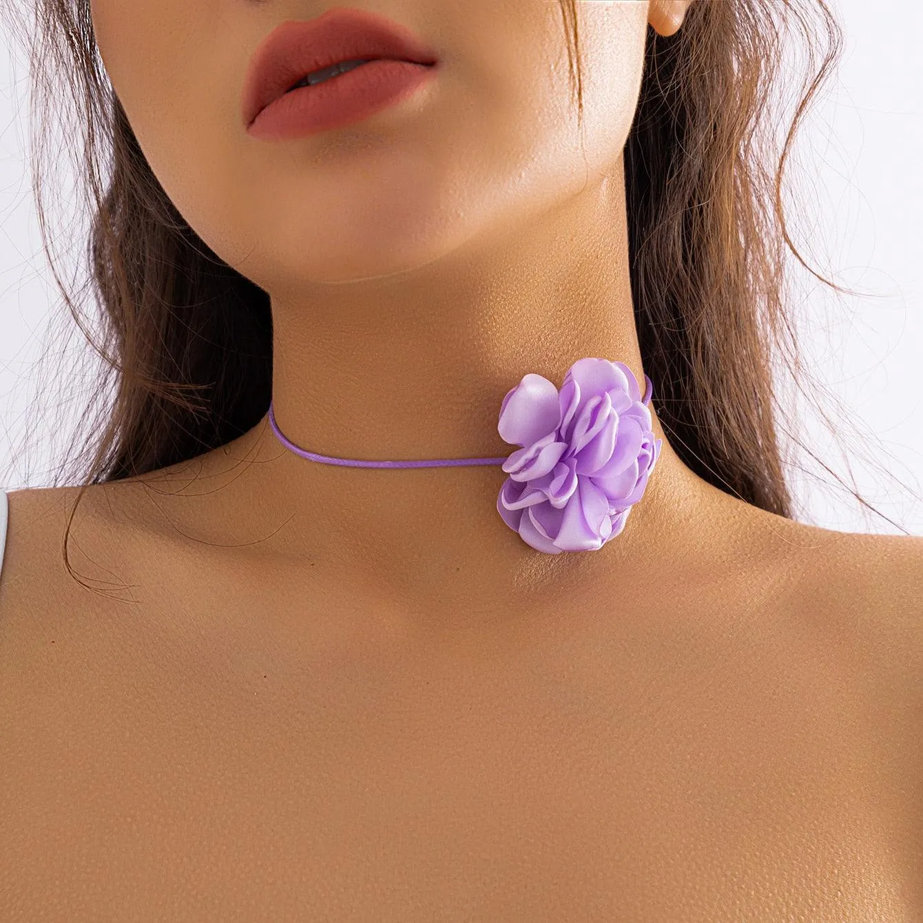 Exaggerated Goth Rose Flower Clavicle Chain Necklace