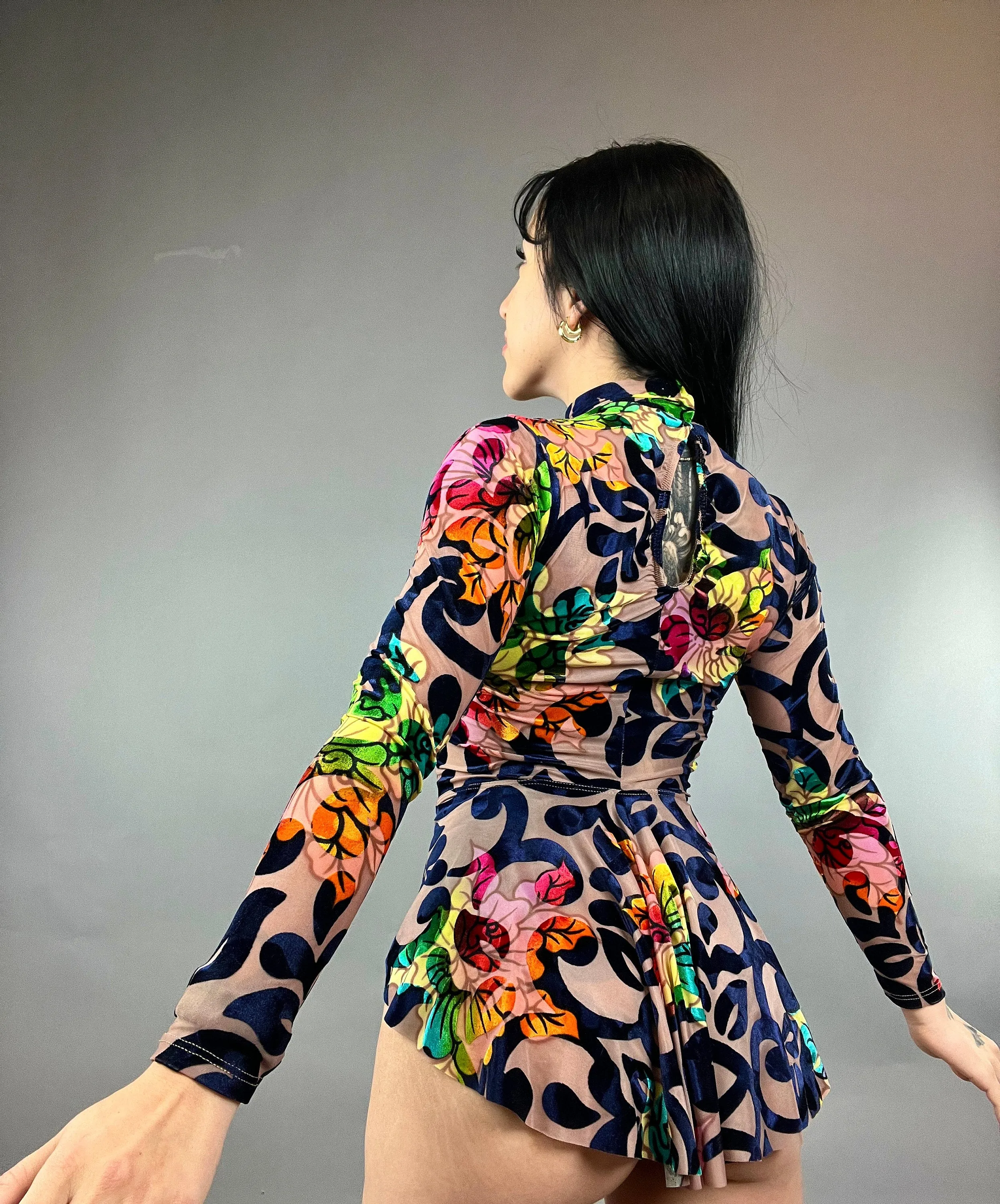 Exotic Dance Wear, Floral Pattern, Spandex Leotard, Dance Costume, Circus Outfit, Trending Now, Festival Outfit