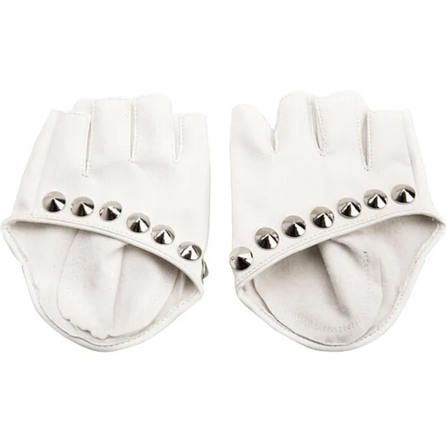 Female Gloves Alternative Fashion Women / PU Leather Biker Chick Fingerless punk Rock Metal