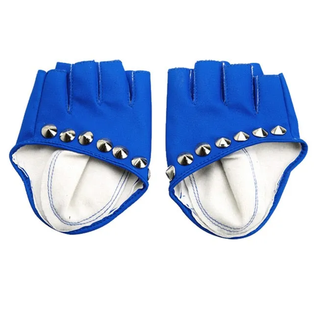 Female Gloves Alternative Fashion Women / PU Leather Biker Chick Fingerless punk Rock Metal