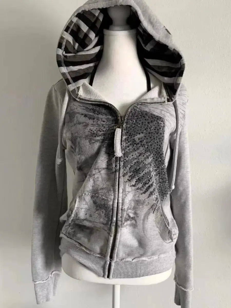 Flytonn-Streetwear y2k 90s Fashion Korean Vintage Casual Hip-hop Gothic Fshion Hooded Sweater Treet Rock Aesthetic Retro Grunge Punk Hip Hop Women's Sweater