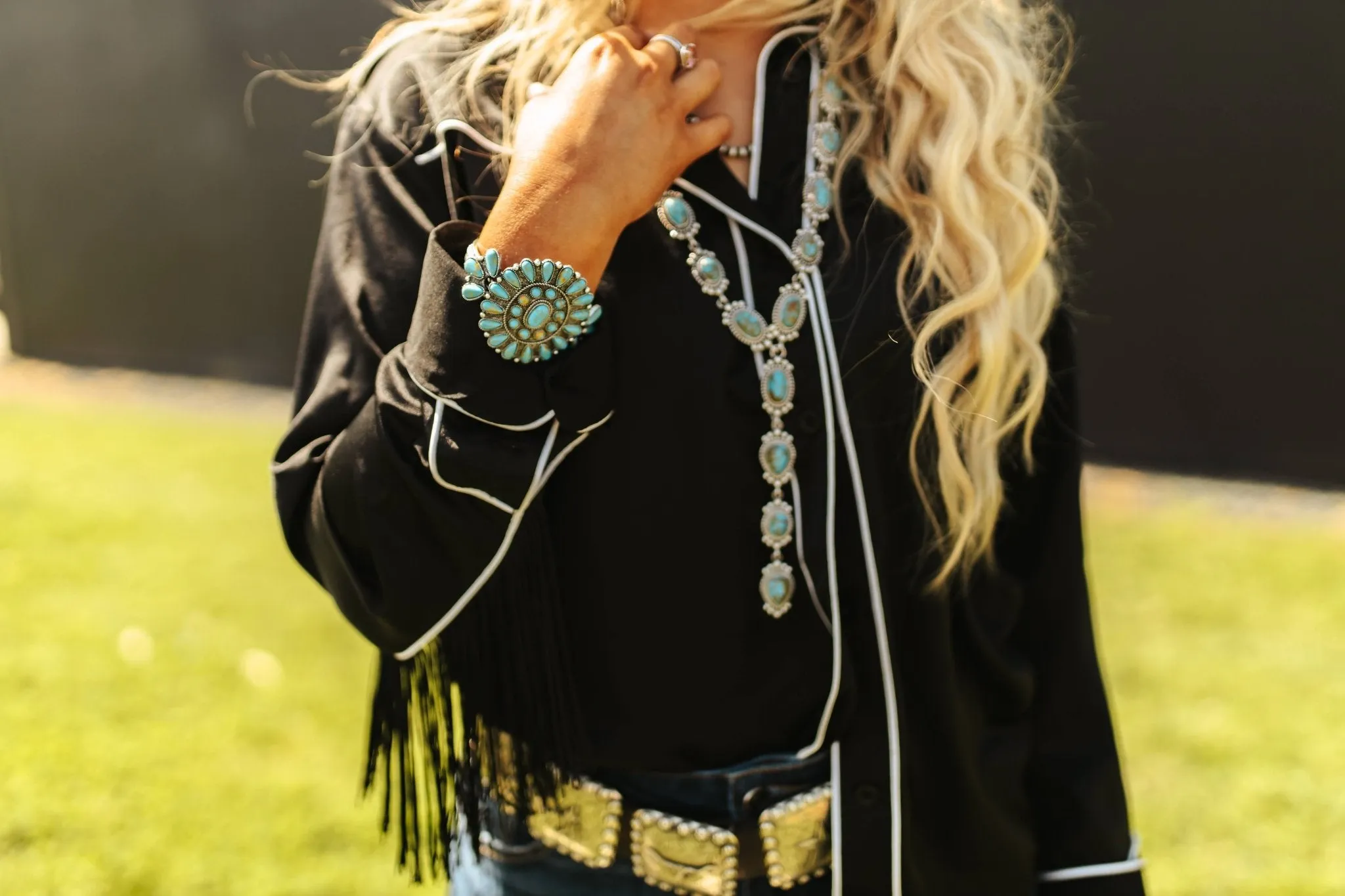 Fringed Sleeves Button Up Satin Shirt