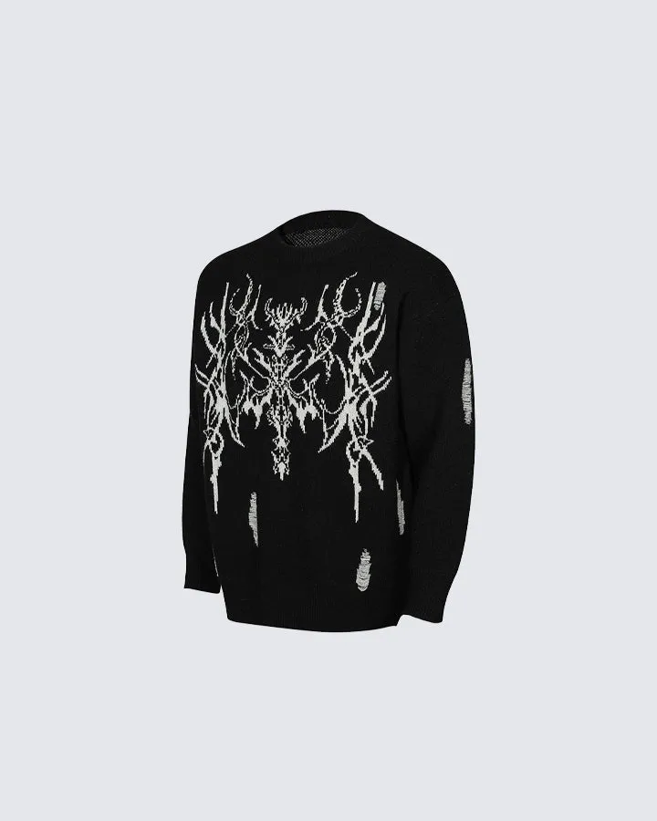 Gothic Distressed Knit Sweater