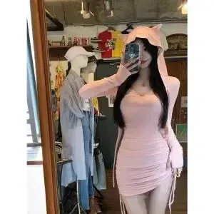 Gothic Goth Sexy Harajuku Bandage Bodycon Wrap Black Mini Dress Women Spring Autumn Y2K Party Short Dresses Korean