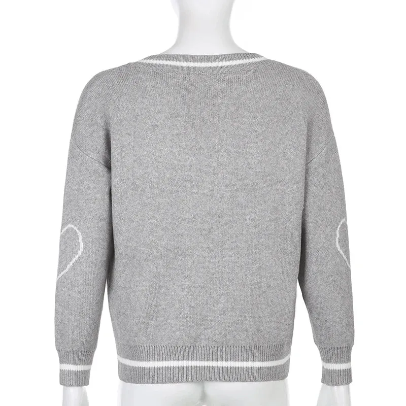 Gothic Skull Print Autumn Winter Woman Sweaters Y2K Fashion Loose Pullover Harajuku Knitted Sweater Ladies Pull Femme