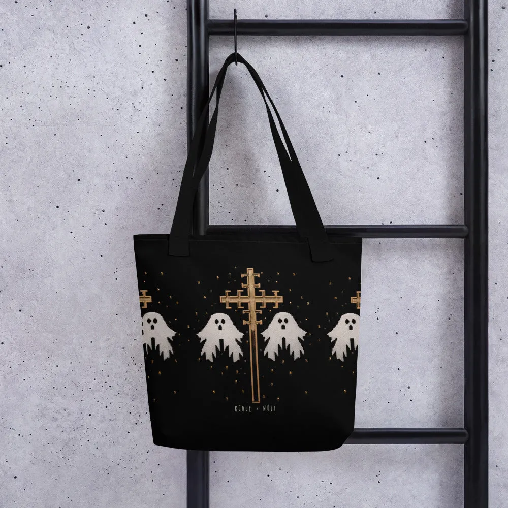 Holy Spirits Vegan Tote for Women - Dark Academia Witchy Large Foldable Bag for Travel Work Gym Goth Gifts