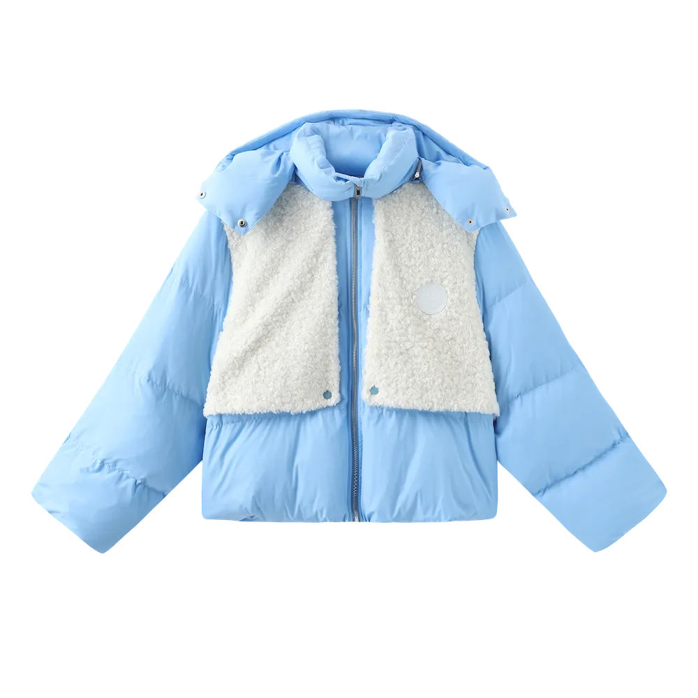 ICON Teddy Shearling Short Down Jacket - Blue