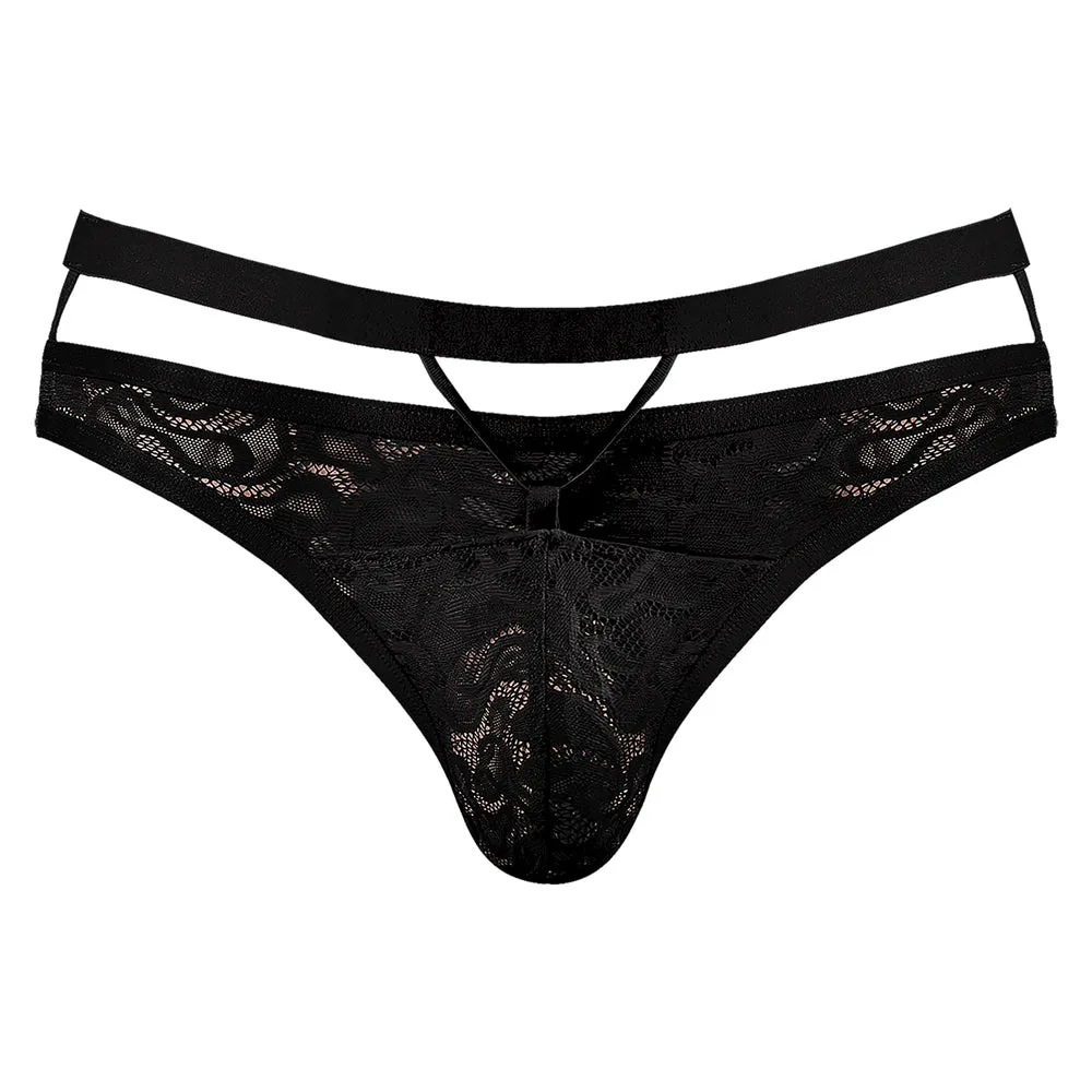 Male Power Lucifer Cut Out Strappy Thong Black S/M