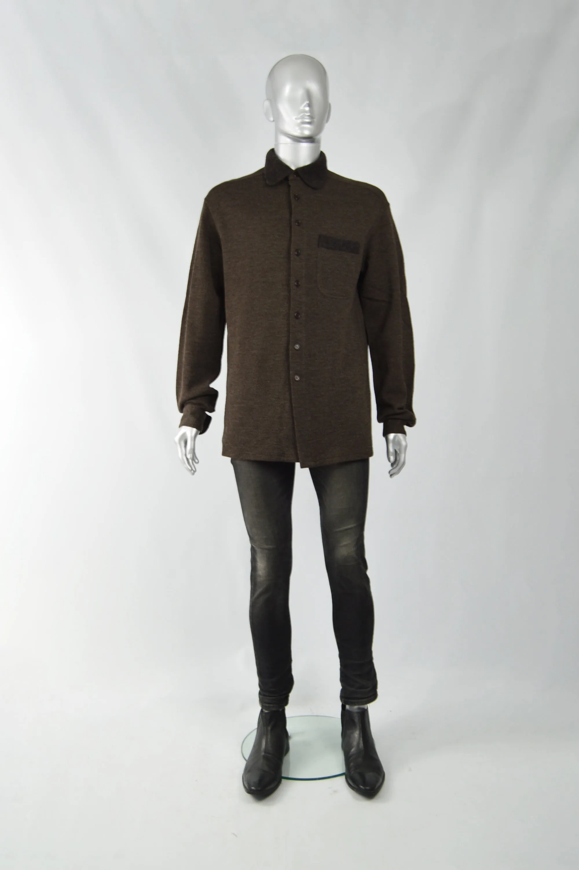 Mens Vintage Wool Blend Long Sleeve Overshirt, 1990s