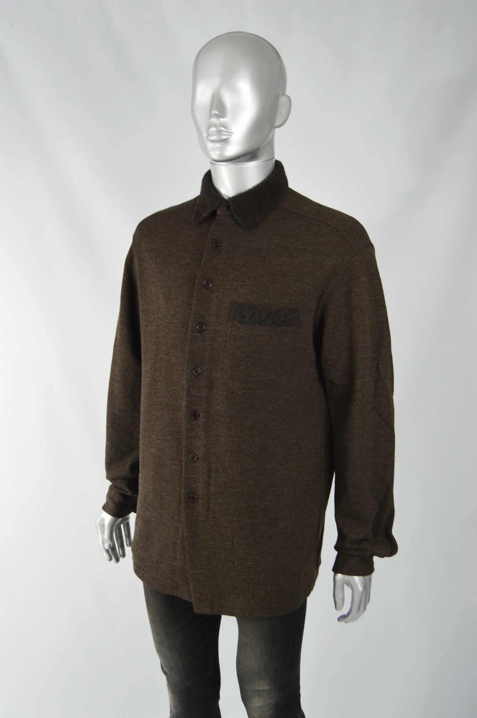 Mens Vintage Wool Blend Long Sleeve Overshirt, 1990s