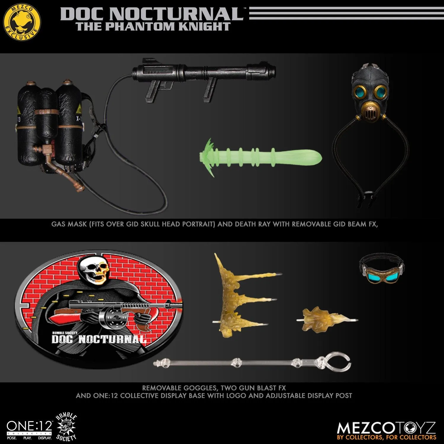 Mezco One:12 Collective Rumble Society Doc Nocturnal and Phantom Knights add-on kit
