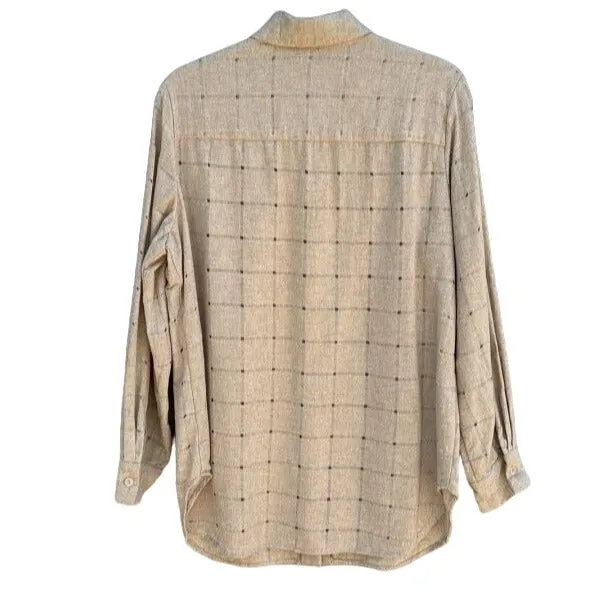 Neiman Marcus Vintage Square Cut Out Button Front Women's Long Sleeve Shirt - L