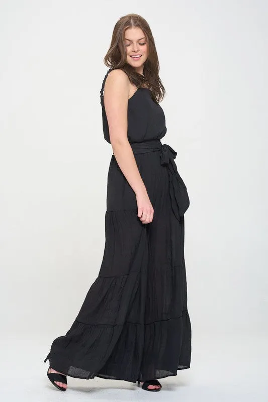 Plus Elastic Strap Tiered Jumpsuit