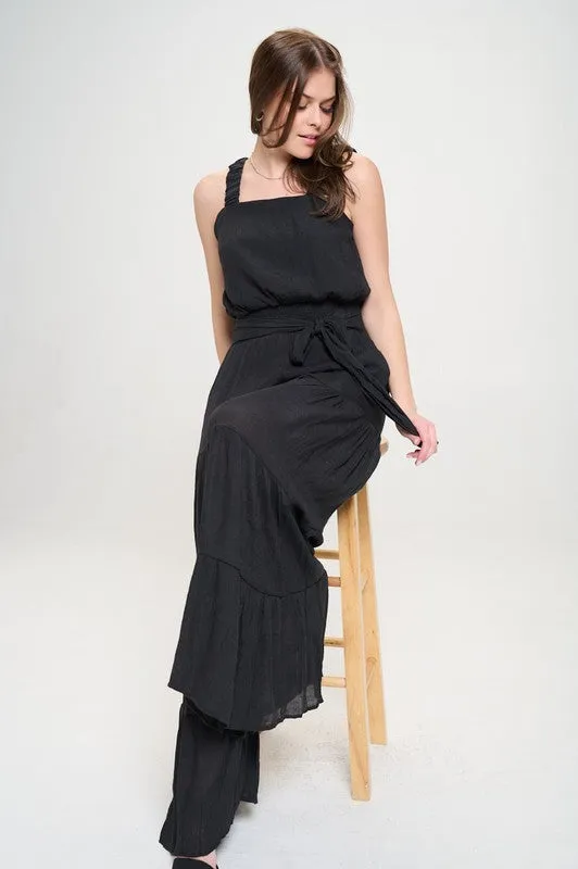 Plus Elastic Strap Tiered Jumpsuit