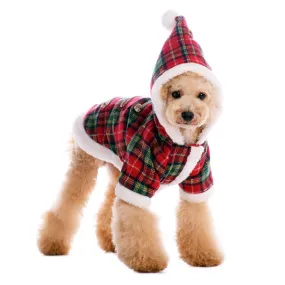 SANTA PLAID DOG COAT