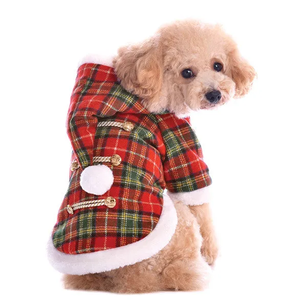 SANTA PLAID DOG COAT