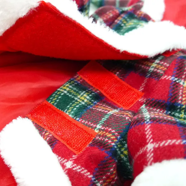 SANTA PLAID DOG COAT