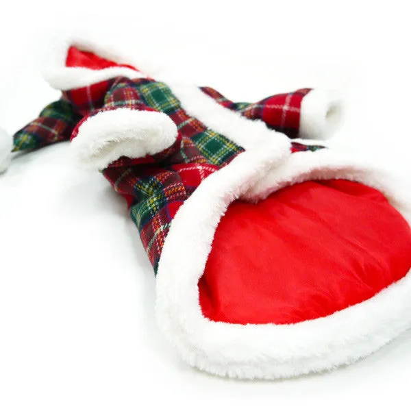 SANTA PLAID DOG COAT
