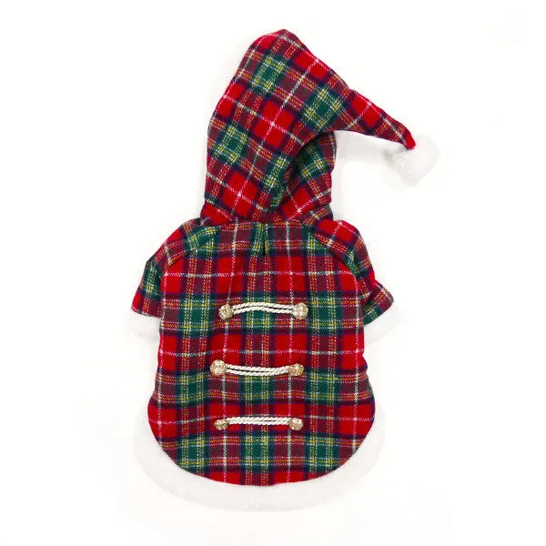 SANTA PLAID DOG COAT