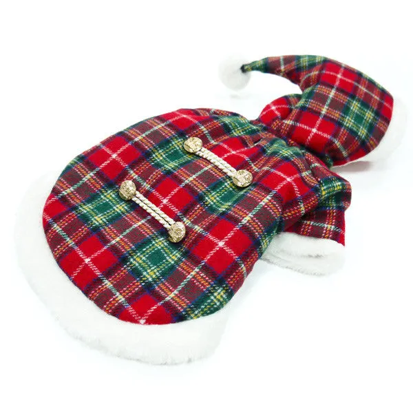 SANTA PLAID DOG COAT