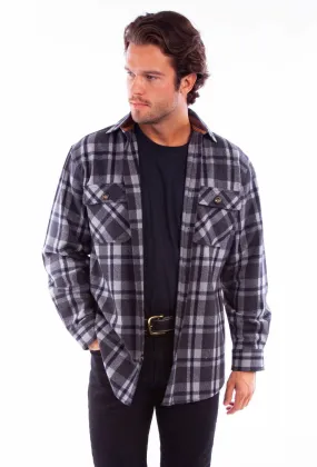 Scully Mens Heavyweight Flannel Charcoal Wool Blend L/S Shirt