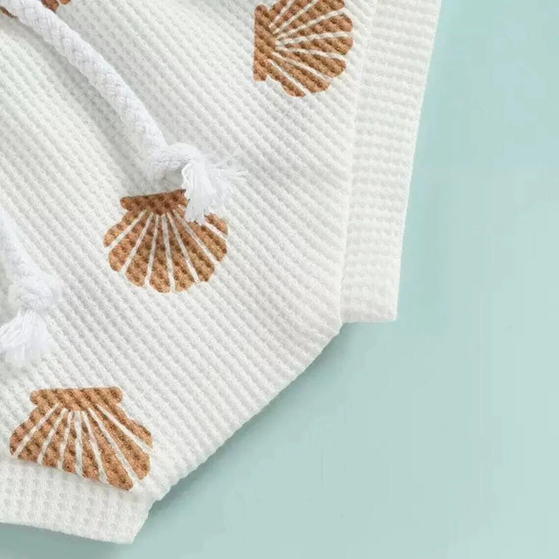 Sleeveless Seashell Waffle Baby Set