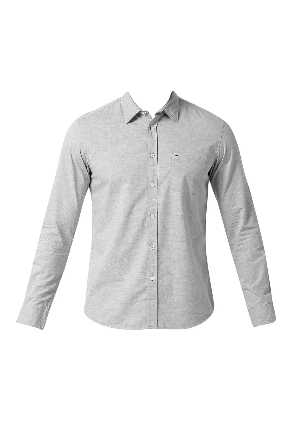 Slim Fit Cotton Polyester Chambray Shirt