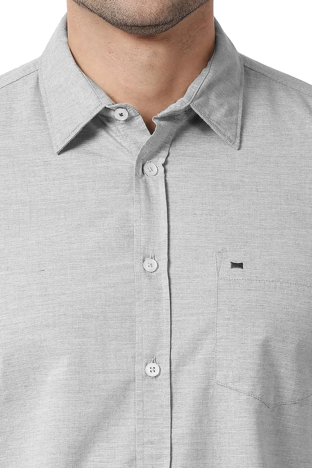 Slim Fit Cotton Polyester Chambray Shirt