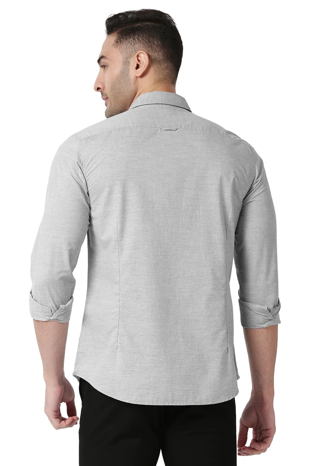Slim Fit Cotton Polyester Chambray Shirt