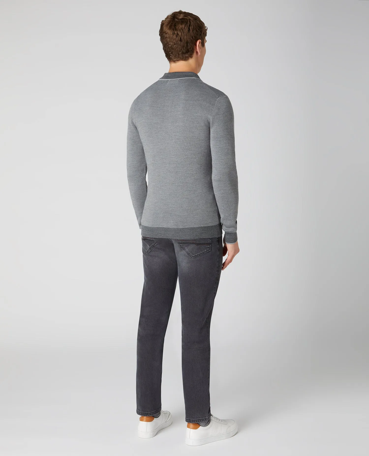 Slim Fit Merino Wool-Blend Long Sleeve knitted Polo