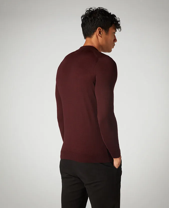 Slim Fit Merino Wool-Blend Long Sleeve Polo Shirt