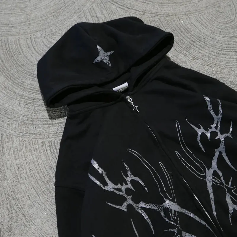 Toleet fall outfits women 2024 Black Friday Christmas Autumn and Winter Hooded Sports Sweater Dark Gothic Sweater Couple Zipper Sweater