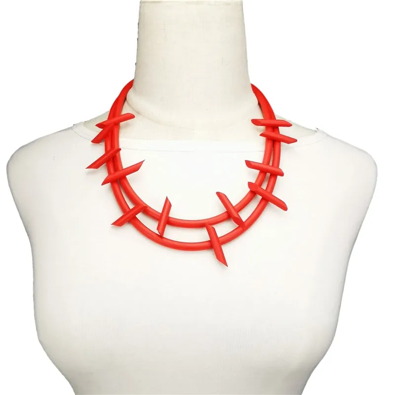 UKEBAY New Gothic Pendant Necklaces Women Punk Sweater Chains 3 Necklaces Strange Jewelry Handmade Rubber Jewelry Torques Rope