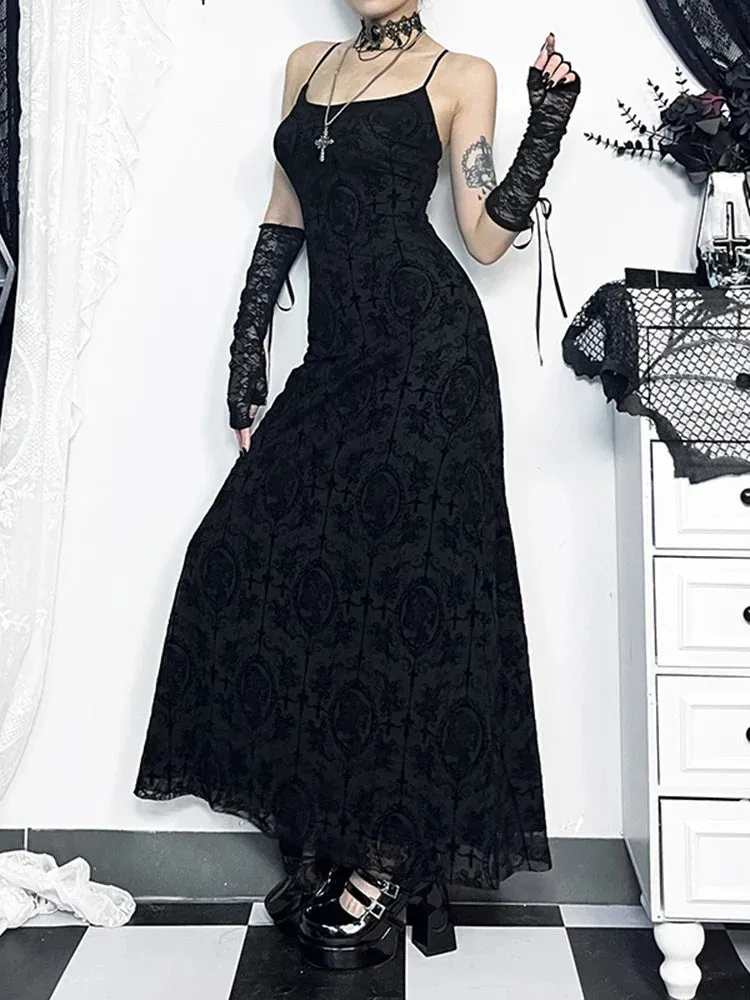 Velvet Cami Strap Party Club Bodycon Maxi Vintage Sleeveless Camisole Dress