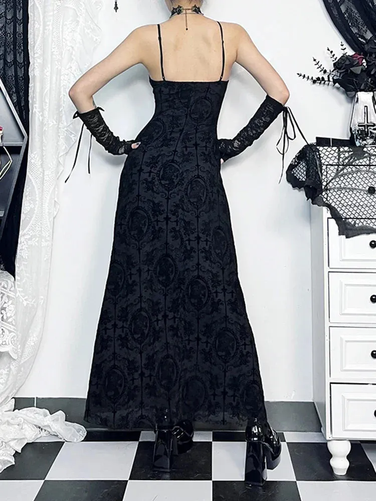 Velvet Cami Strap Party Club Bodycon Maxi Vintage Sleeveless Camisole Dress