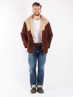 Vintage 70's Men Sheepskin Shearling Jacket in Brown