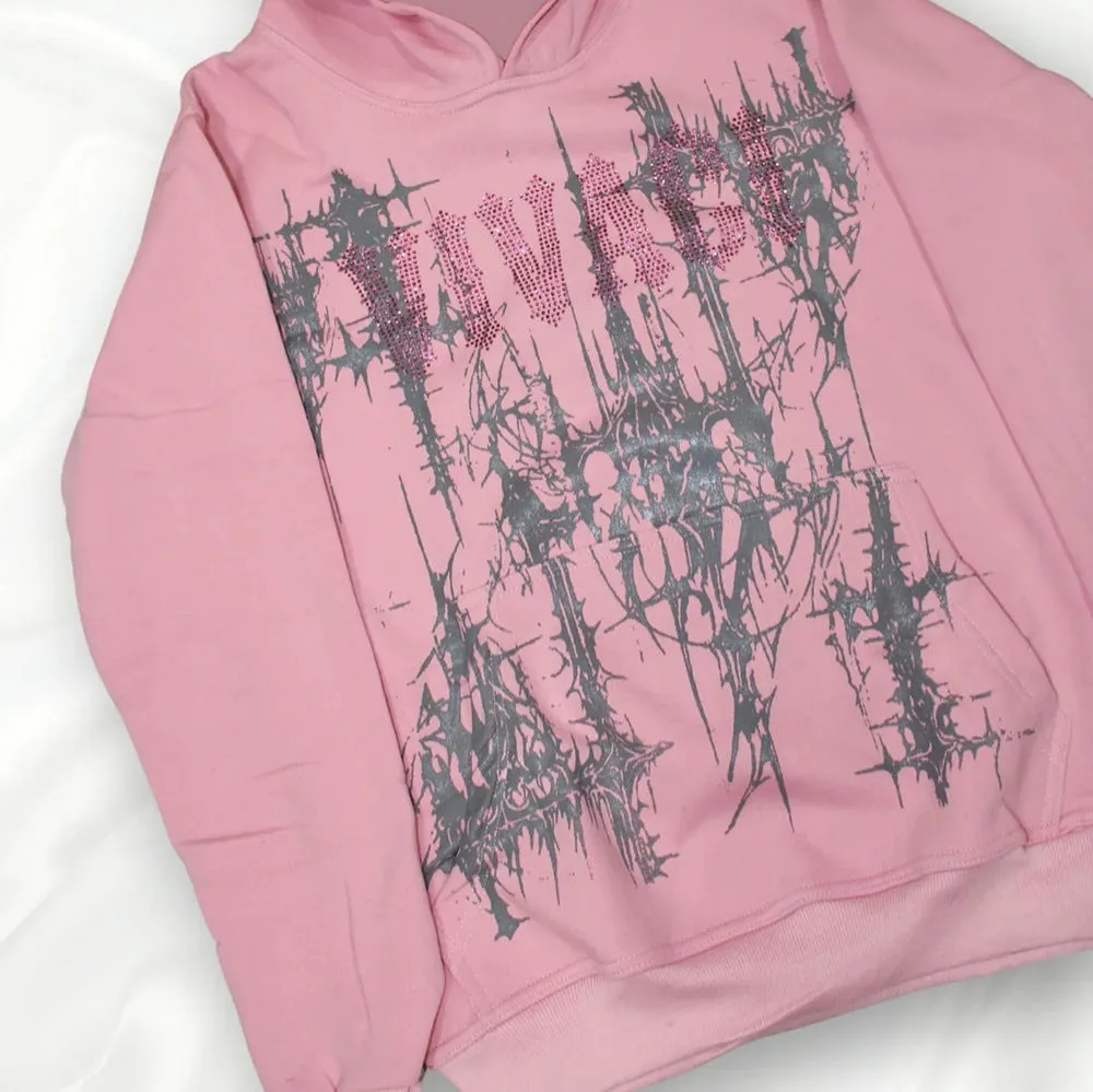 Wenkouban Street Gothic Sweater Printed Rhinestone Long Sleeve Pullover Hoodie Sweater Coat Y2g Trendy Wear women's and men's winter outfits ideas