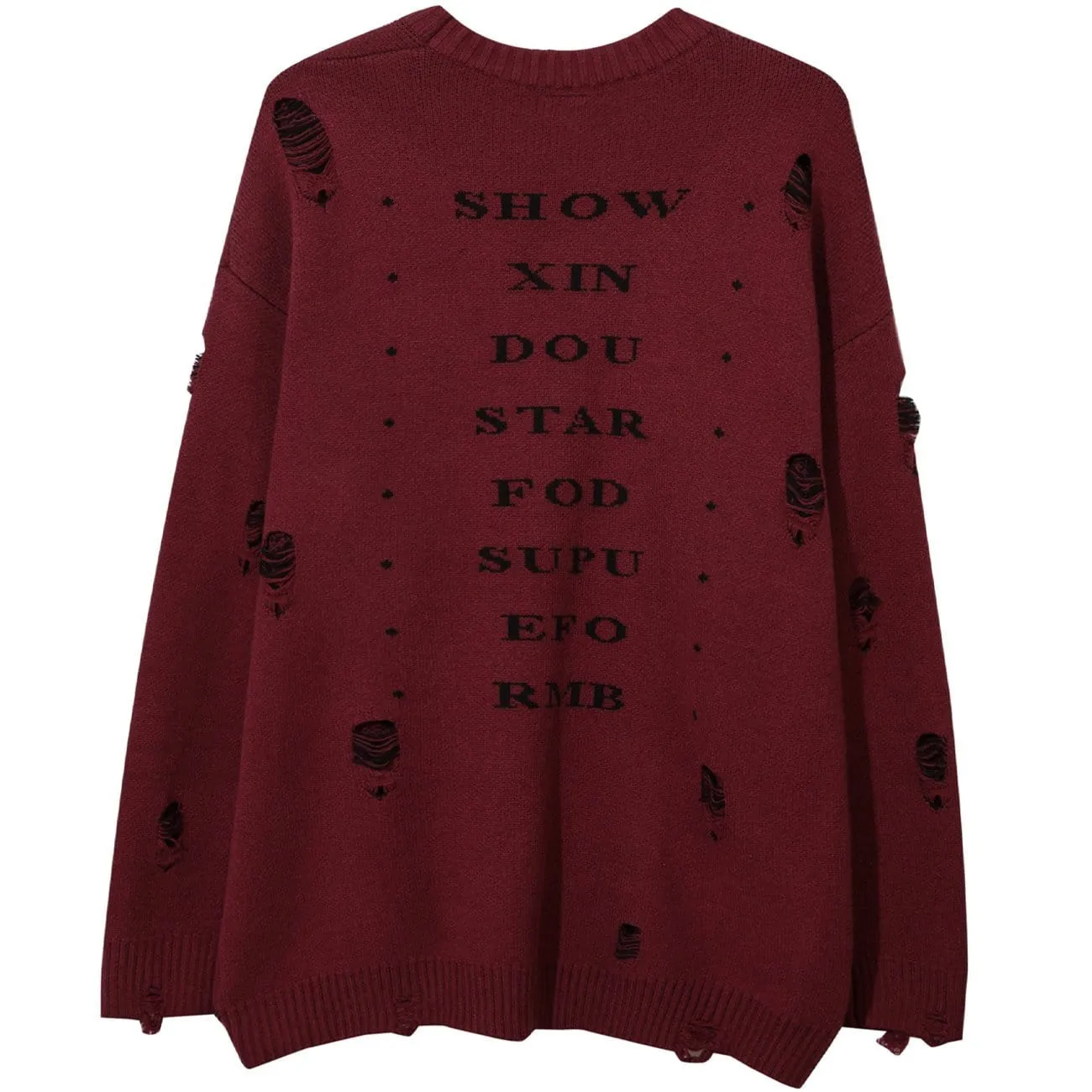 WLS Ripped Hole with Chain Knit Sweater