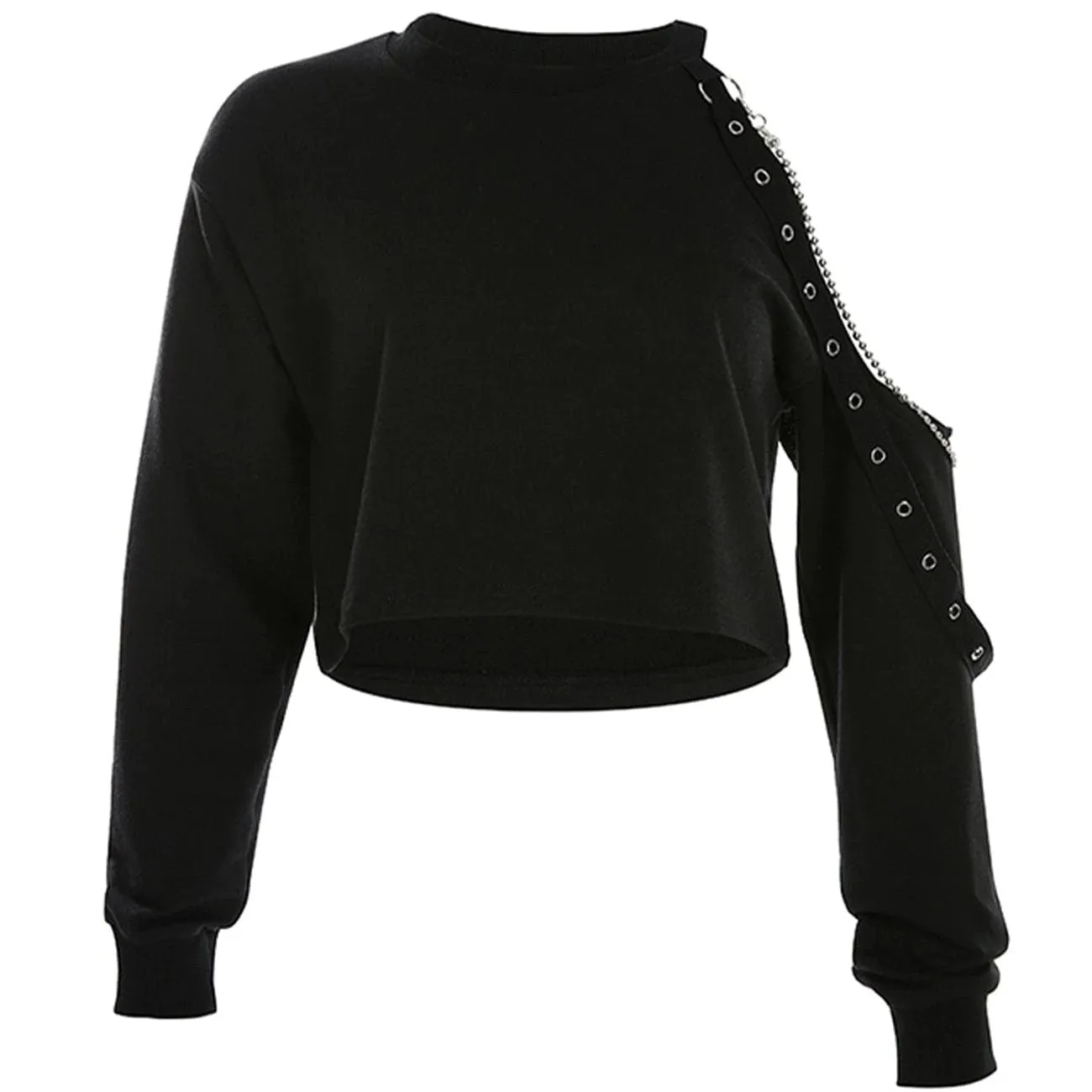 WLS Single Shoulder Hollow Sweater